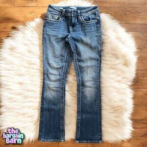 Vigoss Women’s Slim Boot Embroidered Flap Pocket Denim Blue Jeans (2)